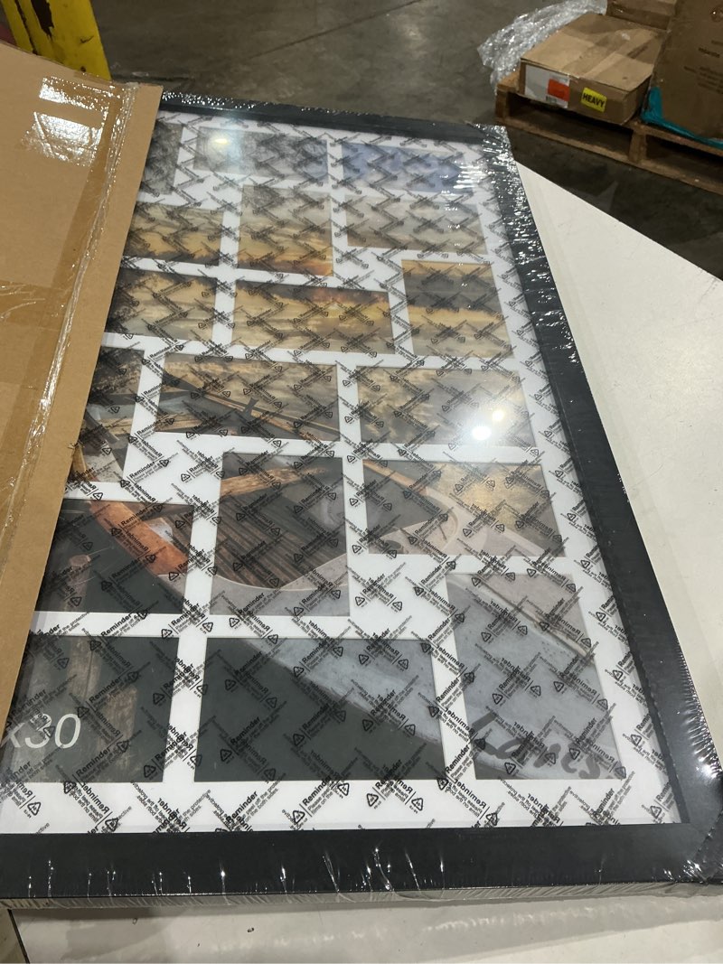 Condition photo showing Good Condition for 18x30 picture frame 4x6 collage picture frame displays eighteen 4x6 inch photos collage wall decor wall hanging black black 18x30?4x6 opening?