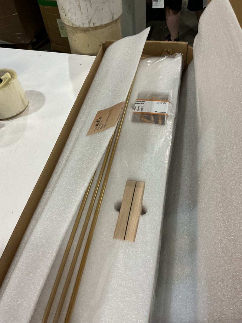 Condition photo showing New/Like New for forbena gold floating shelves for wall decor set of 3, bathroom shelves over toilet, modern display wall shelf with guard rail for living room bedroom organizers and storage - white and gold 17 inch white and gold