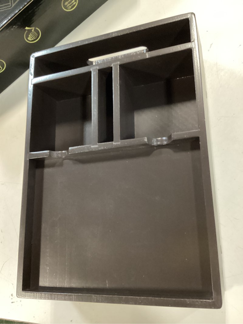Condition photo showing Good Condition for Couch Cup Holder Tray, 7-in-1 Couch Caddy Tray, Sofa Side Table with Push-Pull Drawer to Organize and Store Small Objects, 360°Swivel Phone Holder, for Drinks, Cups, Snacks, Remote?Chestnut?
