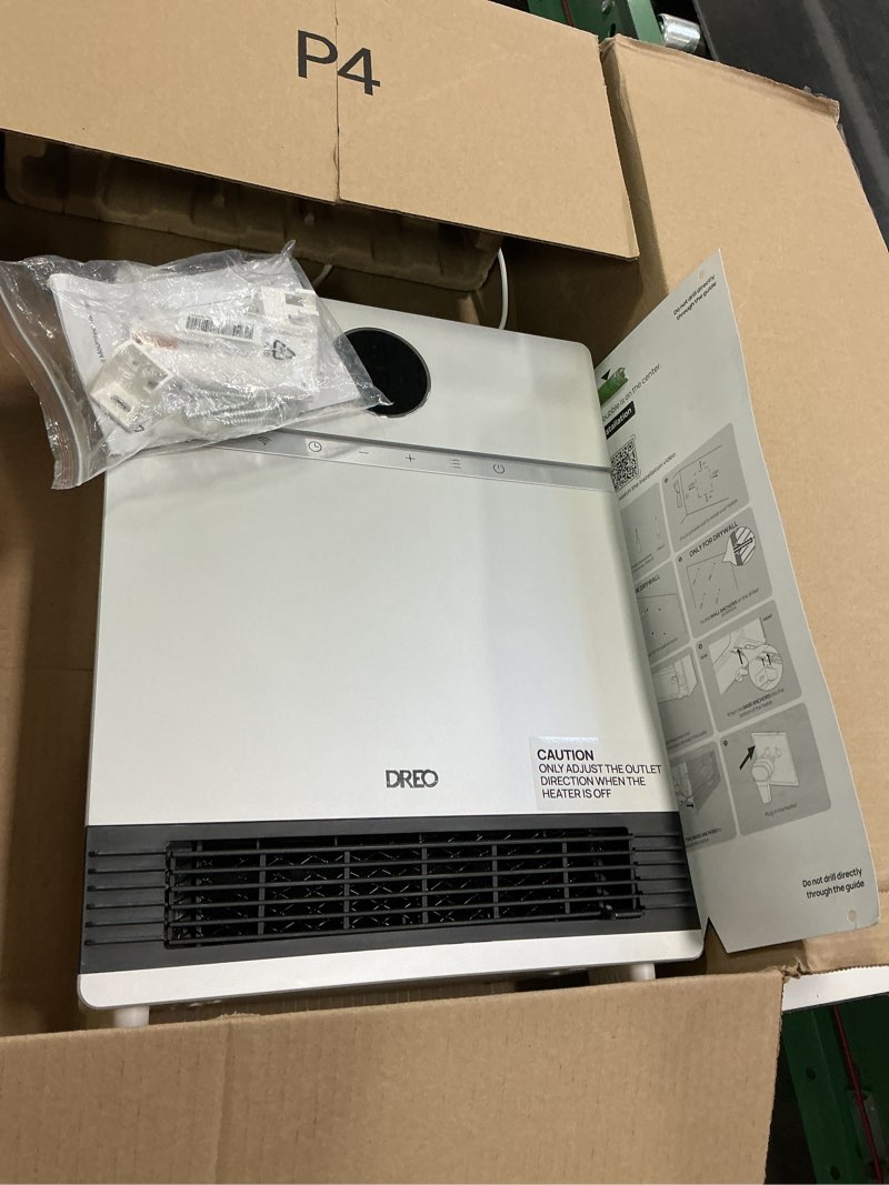 Condition photo showing Good Condition for Dreo Smart Wall Heater, IP24 Electric PTC Space Heaters for Indoor Use, 30° Oscillation, Adjustable Thermostat, Remote Control, Works with Alexa, 24H Timer, Easy-mounted for Bedroom, Office, Home White Standard