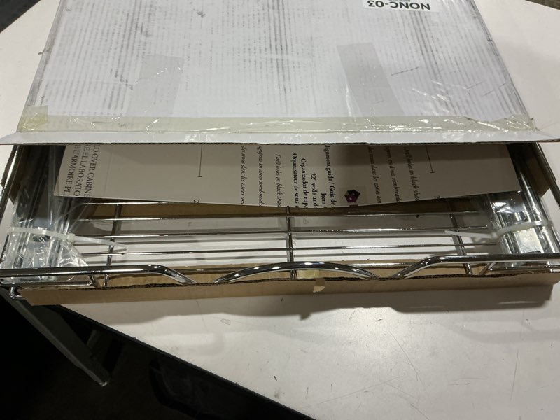 Condition photo showing Good Condition for HOLDN’ STORAGE Pull Out Cabinet Organizer - Heavy Duty Steel with Smooth Slide-Out Drawers, Chrome Finish - 22" W x 17" D Basket, Fits 23.25" Cabinet Opening 22”W x 17"D Chrome