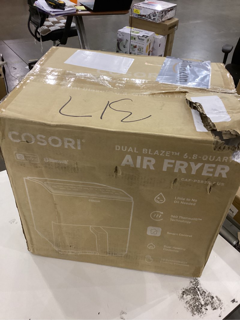 Condition photo showing New/Like New for COSORI 6.8Qt Air Fryer, 12-in-1 Dual Blaze for 360° Crispy Meals, No Shaking & Preheating to Fast Cooking with Bake, Roast, Broil, 100+In-App Recipes, Dishwasher Safe Wi-Fi Grey
