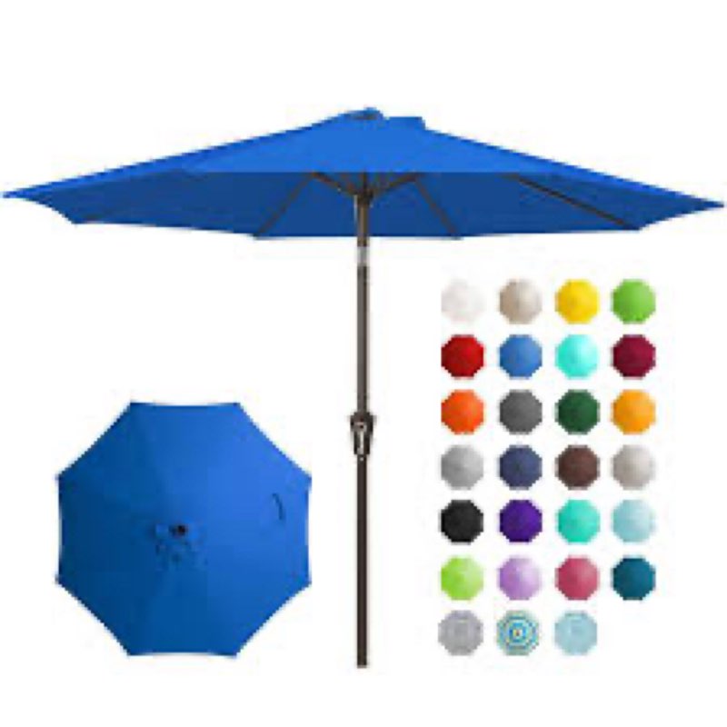 JEAREY 9' 2-Tiers Patio Umbrellas Outdoor Table Market Umbrella w/Push Button Tilt/Crank, 8 Sturdy Ribs, UV Protection Waterproof Sunproof(Aqua Sky) 9FT Aqua Sky