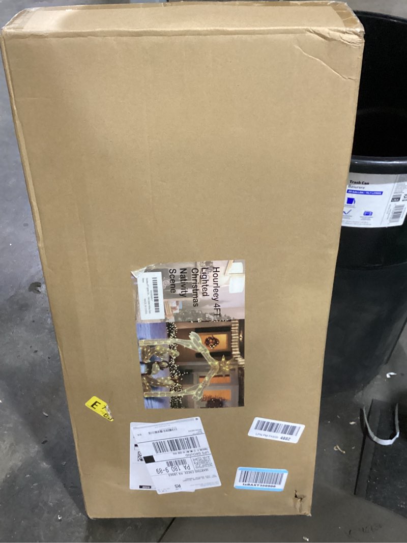 Condition photo showing As Is for Hourleey 4FT Lighted Christmas Nativity Scene, Christmas Outdoor Decorations with 120 Count Pre-lit Warm White Lights, Holy Family for Xmas Outside Yard Garden Holiday Decor