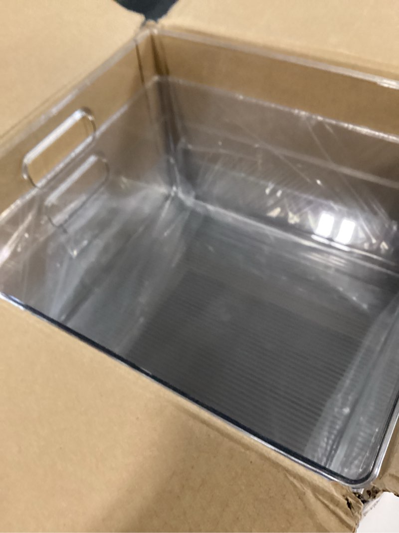 Condition photo showing New/Like New for ClearSpace Clear Plastic Storage Bins – XL 6 Pack Perfect Kitchen or Pantry Organization Fridge Organizer and Storage Bins, Cabinet Organizers