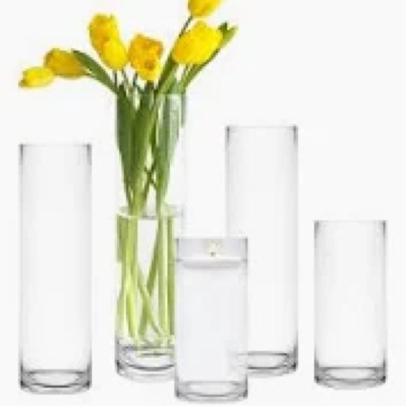 8 Pack Thick Glass Cylinder Vases 4,6,9,12 Inch Tall Clear Flower Vase Hurricane Floating Candle Holder for Table Centerpiece Wedding Home Decor 8 Pack(4,6,9,12 Inch)