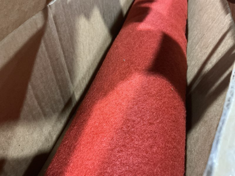 Condition photo showing As Is for Extra Thick Red Carpet Runner for Party Felt Non-Slip Rubber Backed Aisle Runway Rug for Step, Proposal & Wedding Decorations, Hollywood Oscars Runway?Reusable (Red, 3 X 10 FT) Red 3' x 10' (Rectangular)