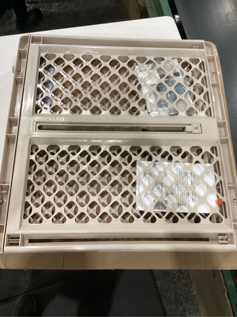 Condition photo showing New/Like New for Toddleroo by North States - Supergate Ergo Baby Gate: Plastic Baby Gate for Stairs & Doorways - Adjustable Indoor Safety Gate - Made in USA - 26 to 42 Inches Wide - 26 Inches Tall - Sand