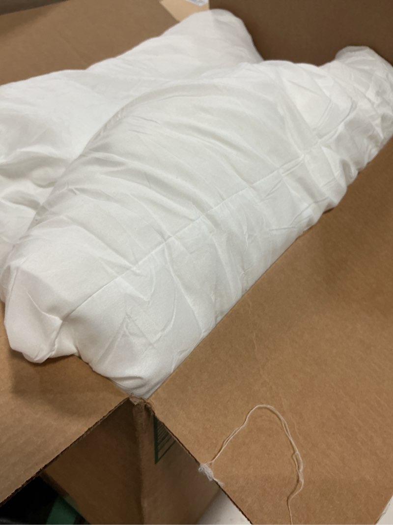 Condition photo showing Good Condition for OKBA Throw Pillows Insert Set of 2, with 100% Cotton Cover, Bed and Couch - Indoor Hotel Decorative Pillows, 26x26 in White Pillows Inserts 26x26 Inch (Pack of 2) White