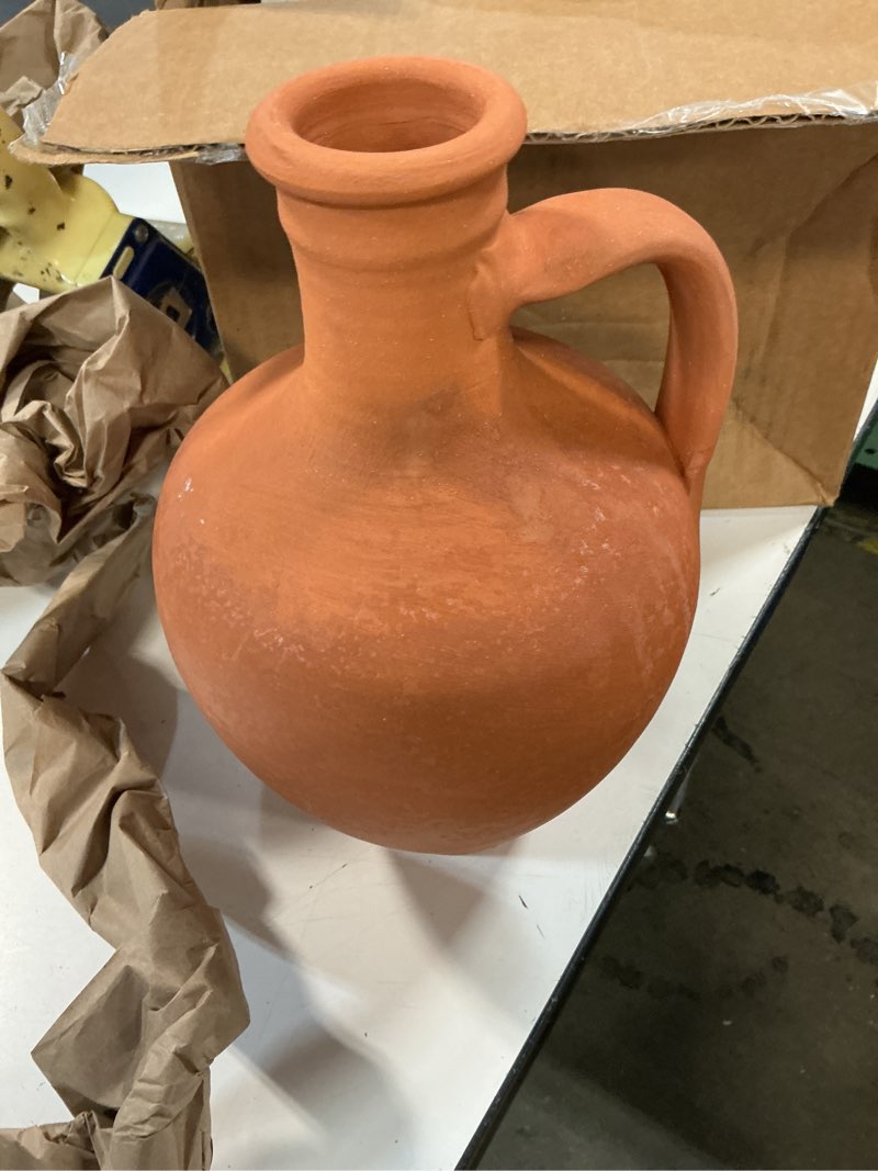 Condition photo showing As Is for hakan anadolu natural clay water pitcher set | unglazed terracotta water carafe & plate | traditional small mud jug | pottery jar for drinking water (large - 106 oz) large 106 oz