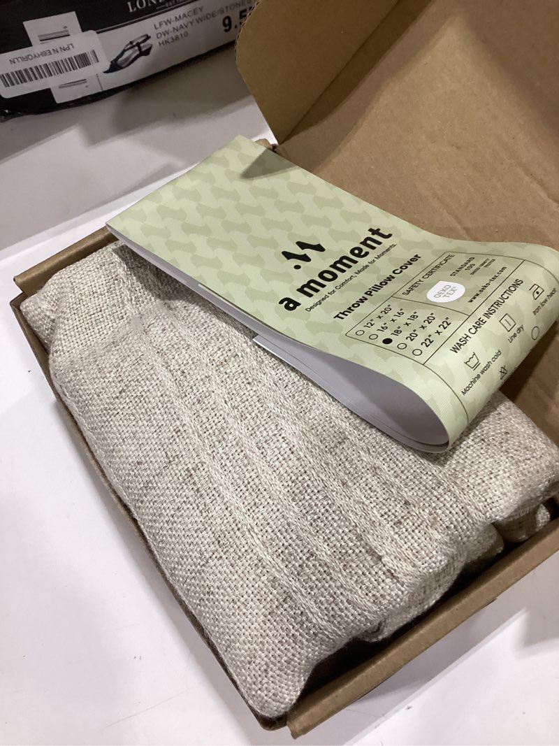 Condition photo showing Good Condition for a moment linen pillow covers set of 2,boho farmhouse throw pillowcases neutral textured decorative covers for couch sofa bed, soft linen blend accent case cushion living room home decor 18"x18"khaki khaki 18" x 18" (pack of 2)