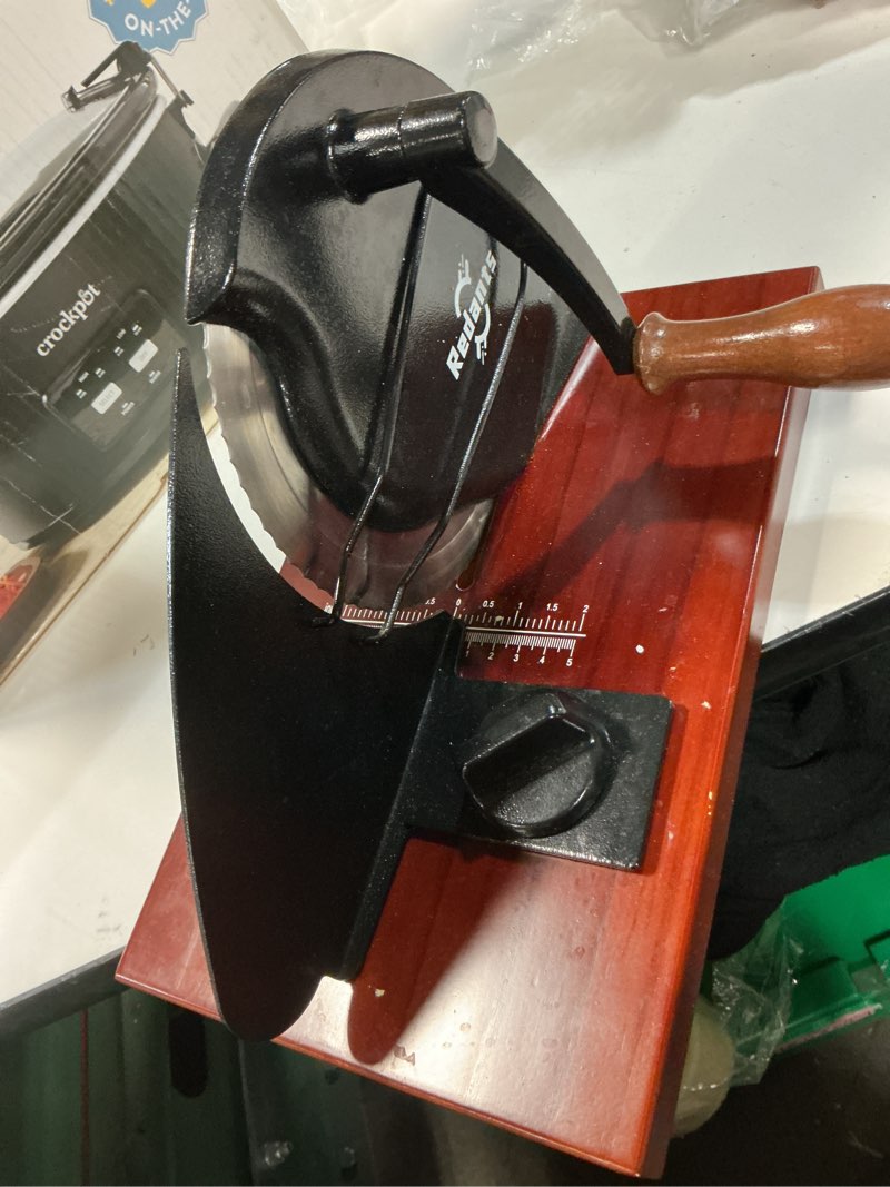 Condition photo showing As Is for Redants Manual Bread Slicer for Homemade Sourdough Bread, Versatile Hand Crank Bread Slicer, Adjustable Thickness for Smooth Cutting, Food Grade Stainless Steel (Black)