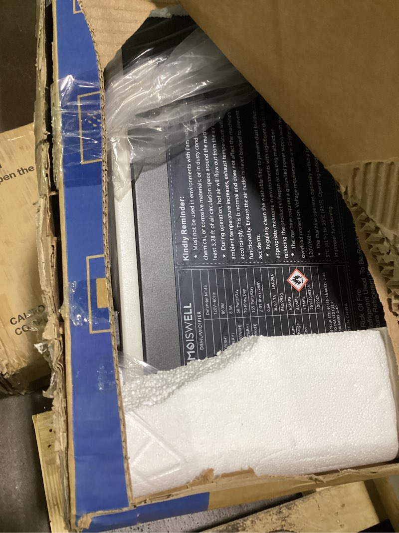 Condition photo showing Good Condition for 155 pint commercial dehumidifier with drain hose for crawl spaces, basements, industry water damage unit, large capacity, compact, portable, auto defrost, memory starting 155 pints fine