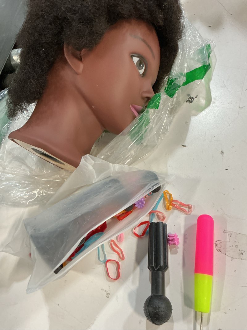 Condition photo showing Good Condition for african braiding mannequin head with 100% human hair, 8" cosmetology afro mannequin head for kids practice braiding - training manikin doll head for hair styling 8 inch black