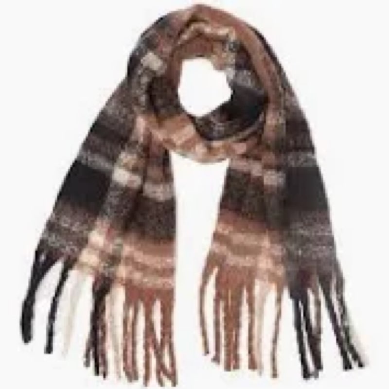 Women's Fall Winter Scarf Scarves for Women Gifts Plaid Blanket Scarf Soft Chunky Large Blanket Square, brown 2 pack 