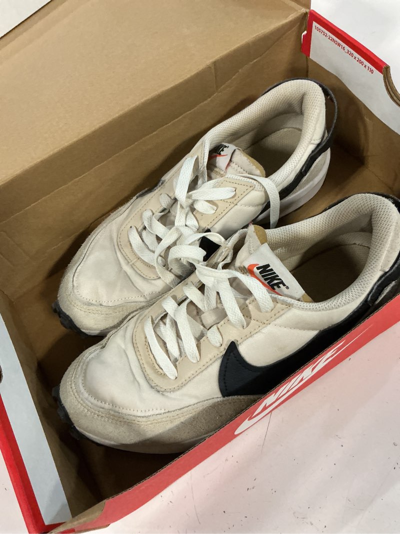 Condition photo showing As Is for nike waffle debut "sanddrift/black/white" women's shoe 7 