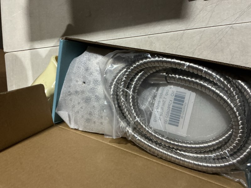 Condition photo showing Good Condition for cobbe high pressure shower head with built-in pause button, 9-function detachable showerhead with handheld brass swivel bracket & stainless steel hose, water saving 1-click stop, brushed nickel