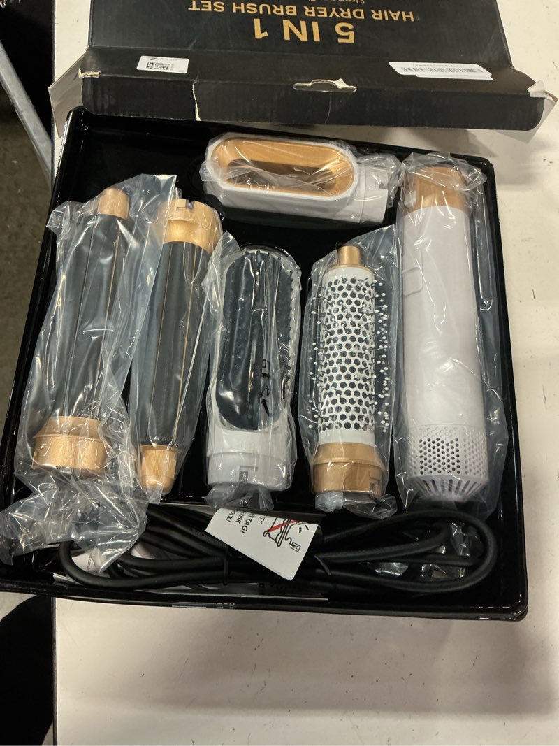 Condition photo showing New/Like New for hair dryer brush 5 in 1, negative ion blow dryer brush set - 110,000 rpm high- speed hot air brush air styler curling wrap air curler,curling iron hair styling tools for straight curl drying smoothing white