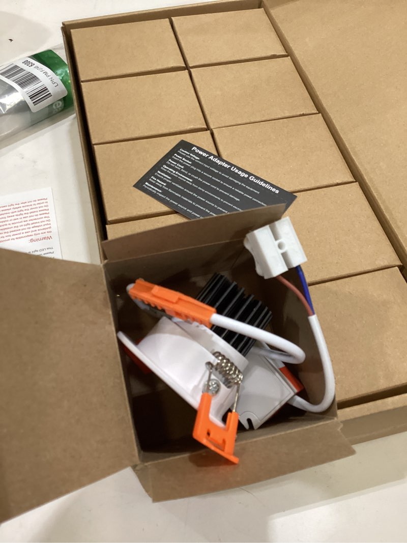 Condition photo showing Good Condition for LightingWill 2inch LED Dimmable Downlight, 3W COB Recessed Ceiling Light, Warm White 3000K-3500K, CRI80, 25W 220LM Halogen Bulbs Equivalent, White (10 Pack) Warm White 10 Pack