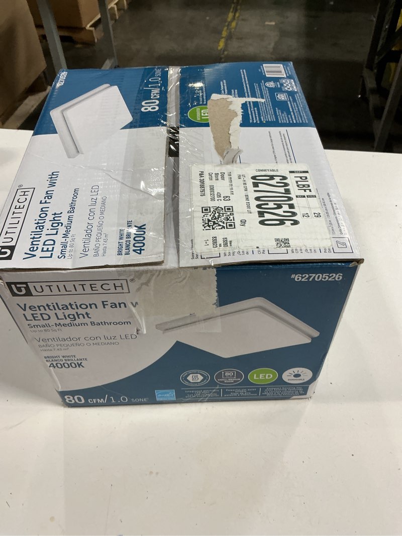 Condition photo showing As Is for Utilitech Decorative Lighted Bathroom Fan, White 714180l