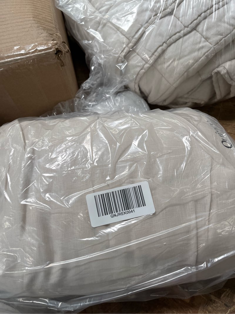 Condition photo showing Good Condition for european linen duvet cover set, king/cal king, sand