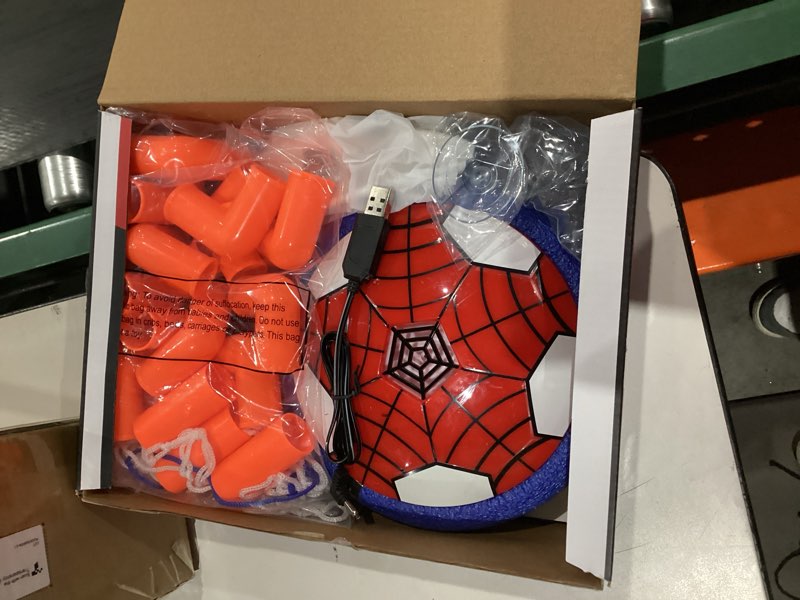 Condition photo showing New/Like New for spider hover soccer ball toys set for kids, 2-in-1 rechargeable toddler air floating football toy ball with led light, indoor sports games christmas birthday for old boys