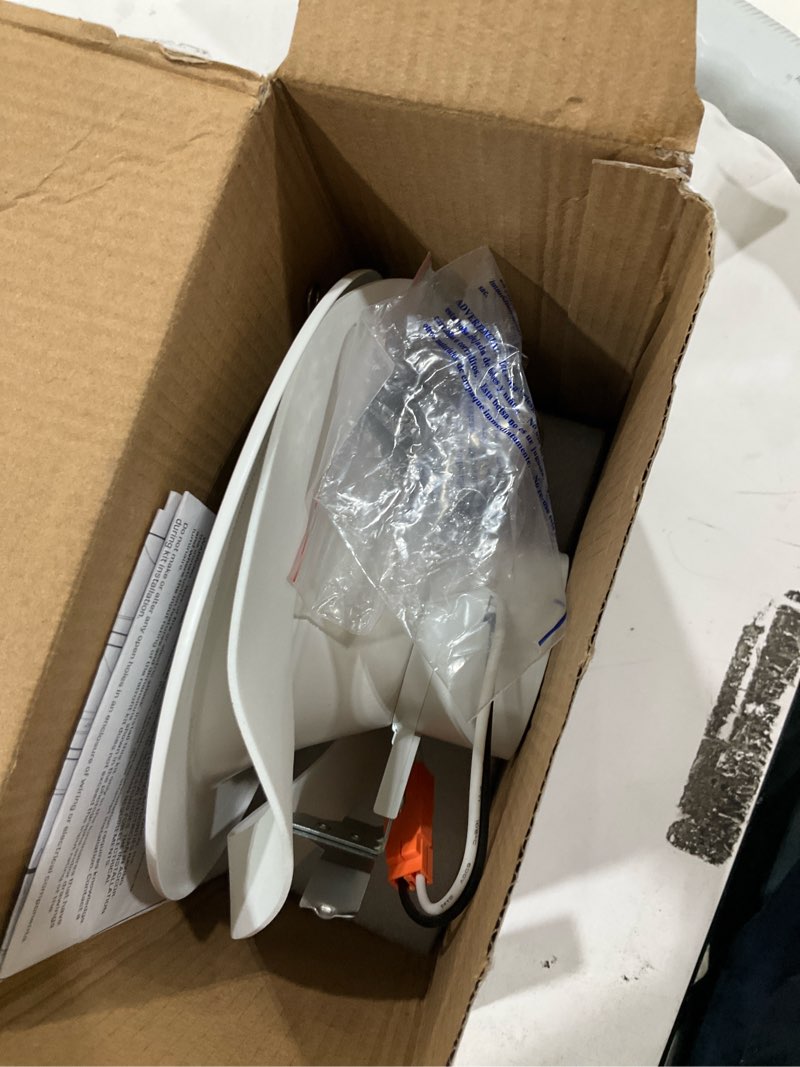 Condition photo showing As Is for Westinghouse Lighting 5244000 Traditional One-Light, 7 Inch 17 Watt Dimmable LED Indoor Flush Mount Fixture with Color Temperature Selection White Finish, White Frosted Shade 7 Inches White