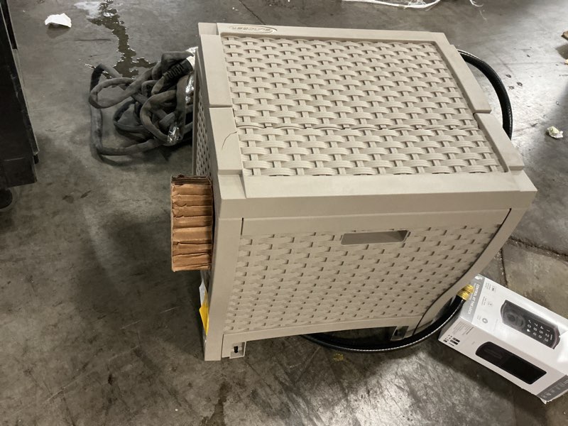 Condition photo showing As Is for suncast hose hideaway plastic 175-ft hideaway hose reel