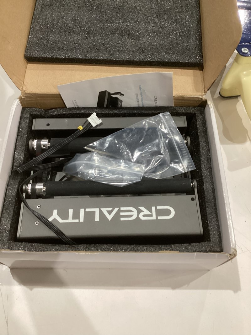 Condition photo showing As Is for Laser Rotary Roller, Creality 360° Laser Engraver Y-axis Rotary Module for Engraving Curved Surface Objects, diameter 5mm to 120mm Cylindrical & Conical, like Cups, Bottles, Pens, Cans and etc