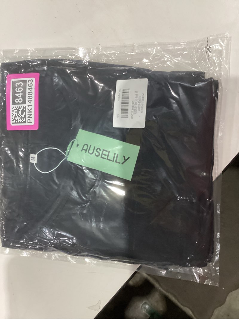 Condition photo showing New/Like New for AUSELILY Women's Sleeveless Dresses for Women 2025 Pleated Loose Swing Knee Length Dress with Pockets Medium Black