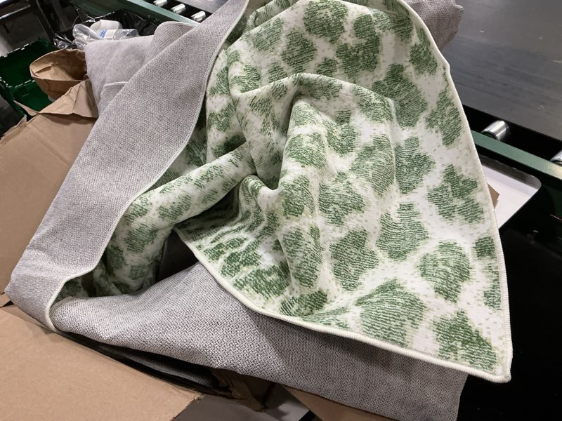 Condition photo showing As Is for (size large)cheetah rug for bedroom, leopard print area rug animal rug for living room green