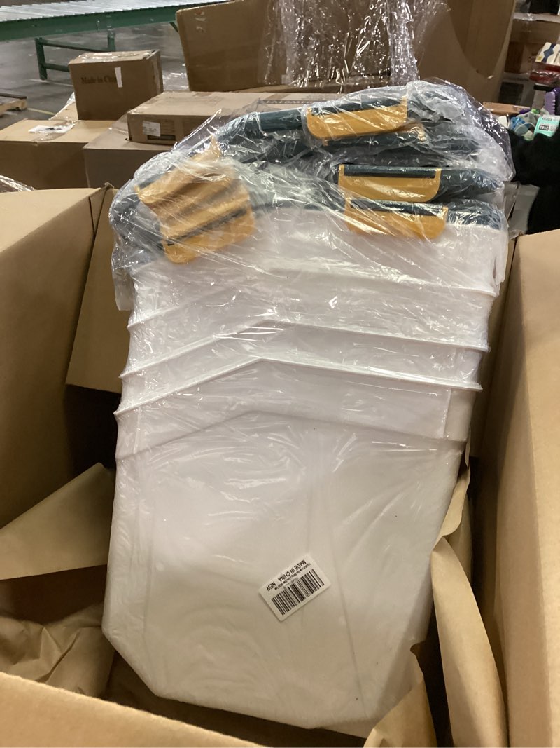 Condition photo showing Good Condition for YXQ 25LB Large Flour Storage Container Bin,4 Pack Airtight Plastic with Wheels Seal Locking Lid Dispenser Organizer Storage Bin with Measuring Cup & Scoop for Flour, Rice, Grain 100LBS Total Blue/30lbs,4counts