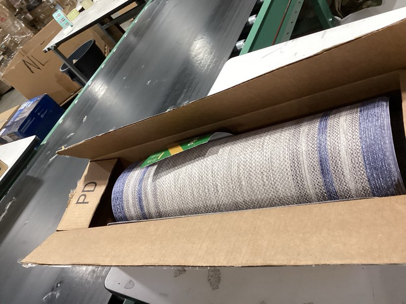 Condition photo showing Good Condition for KIMODE Anti Fatigue Kitchen Mat, Cushioned Boho Oriental Kitchen Runner, Non Slip Waterproof Kitchen Mat for Floor, Comfort Foam Standing Desk Mat for Laundry, Office, Sink Blue and Grey 20"x39" 39"L x 20"W x 0.5"Th Blue