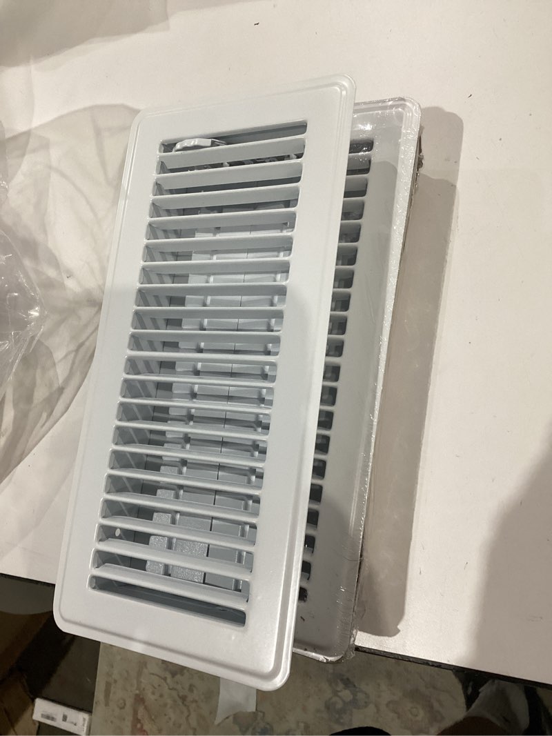 Condition photo showing As Is for 4" x 10" Floor Register 2 Pack - Heavy Duty Steel Walkable Floor Vents - Easy Adjust Air Supply Lever - Vent Covers for Home (White) 4x10 Inches White 2PCS