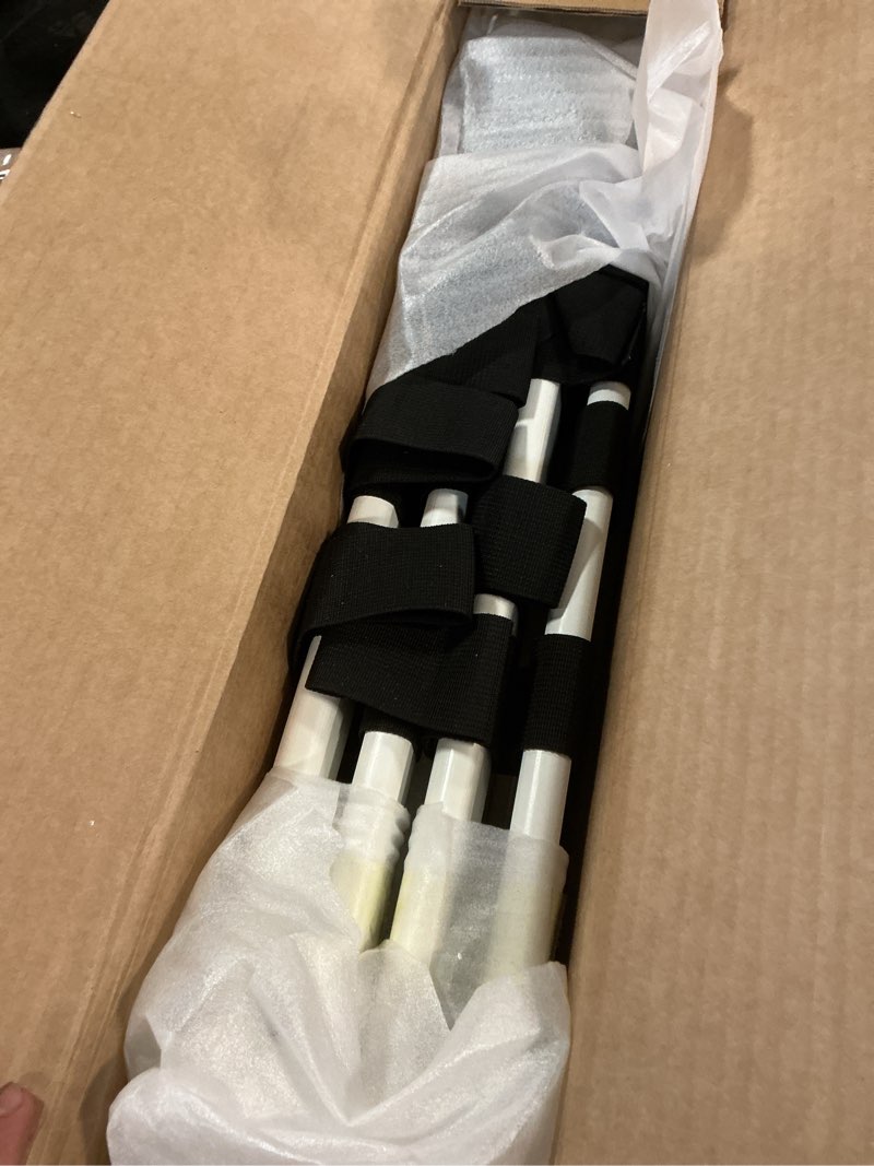 Condition photo showing As Is for Fully Assembled Luggage Racks Pack of 2, Upgraded Bamboo Foldable Suitcase Stand with 5 Nylon Straps, 26.77" Thickened Luggage Stand Holder with Shelf for Guest Room Bedroom Hotel, White White 2 Pcs