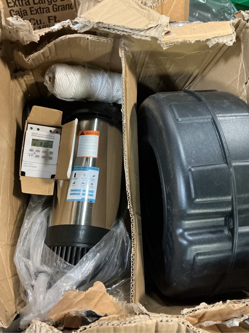 Condition photo showing Good Condition for Pond Fountain Aerator, 1HP 110V 15000 GPH Fountain Pump,Stainless Steel Body, 15A/110V 100FT Power Cord, Multifunctional time Controller?200Ft Traction Rope, Aerator Pump for Ponds & Lakes