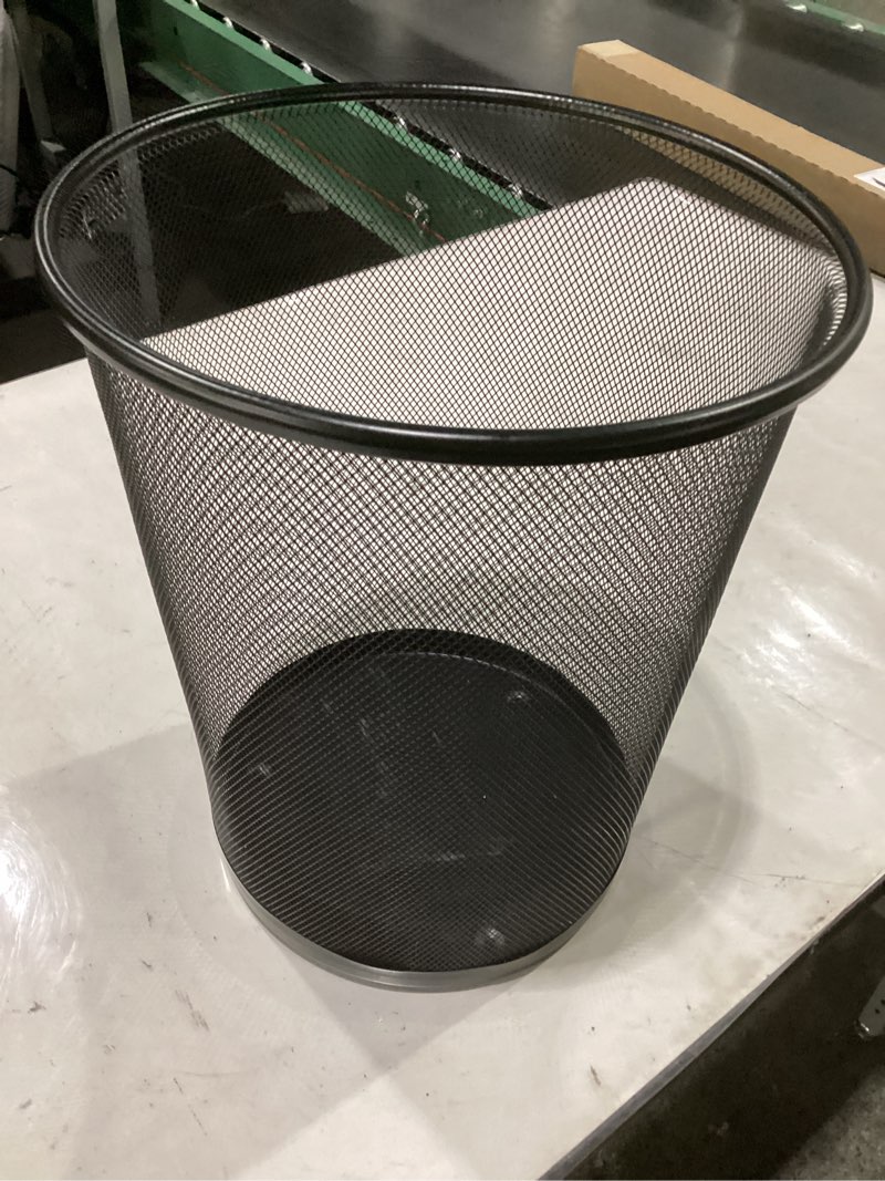 Mind Reader Mesh Trash Can, Waste Paper Basket, Round, Office, Metal Mesh, 11.5\" L x 11.5\" W x 13.75\" H, Black Black 