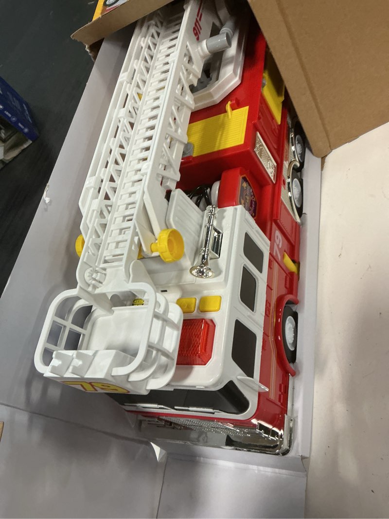 Condition photo showing Good Condition for joyin extra large toddler fire truck toys for boys with 33-inch ladder, lights & sprinkler pump, big emergency vehicle, kids toys for age 3, 4, 5, 6, 7, christmas birthday gift for grandkids