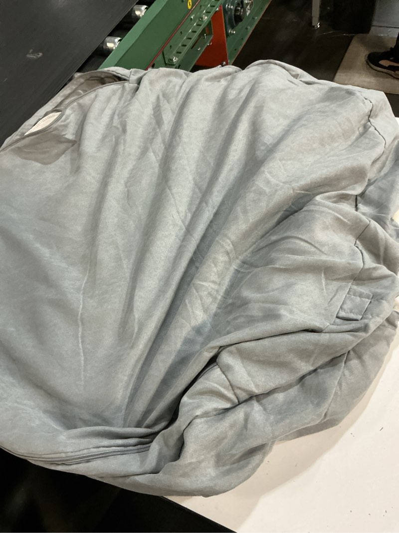 Condition photo showing Good Condition for FurHaven Round Orthopedic Dog Bed for Large Dogs, Medical-Grade Orthopedic Egg-Crate Foam Base with Attached Blanket Hood and Removable Washable Cover, Large, Sherpa & Suede Snuggery, Gray Gray Large