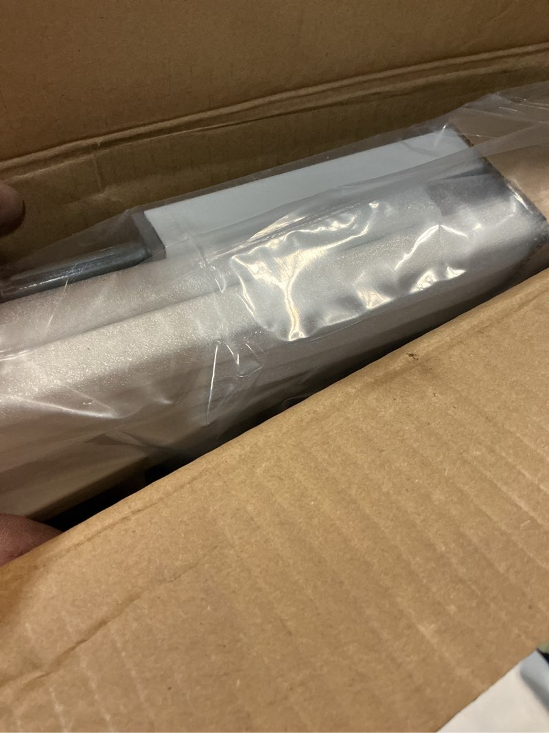 Condition photo showing New/Like New for regalo safety 38" baby gate for doorways & bottom of stairs, pressure mount design for babies, toddlers & pets, tested & safe for 30 years, american designed, american owned, white white 29-38.5"w x 30"h