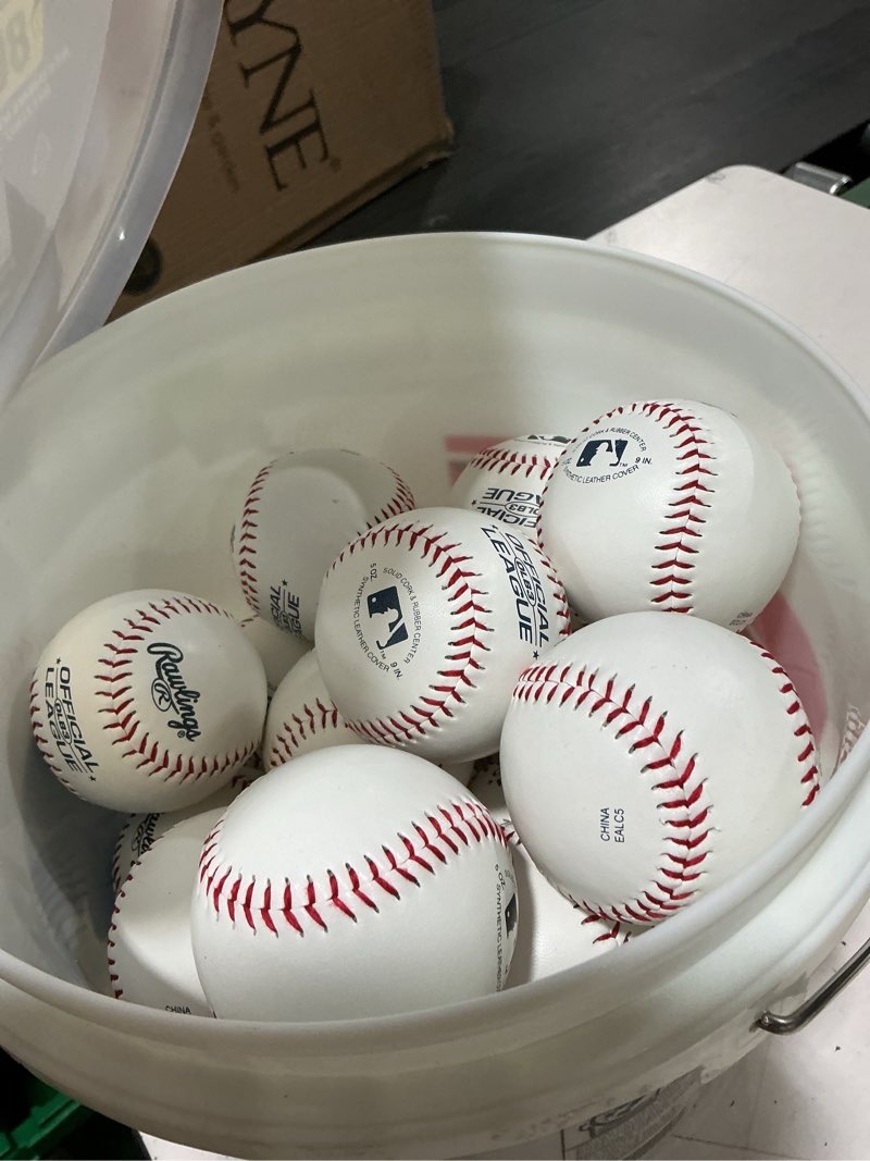 Condition photo showing Good Condition for rawlings | official league recreational use practice baseballs | youth/8u | olb3 | bucket | 24 count