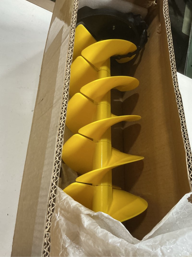 Condition photo showing As Is for Ice Auger Bit, 8'' Ice Augers for Ice Fishing, Ice Fishing Auger with Universal Adapter & Top Plate 8inch Kit (with 18'' Extension) Yellow