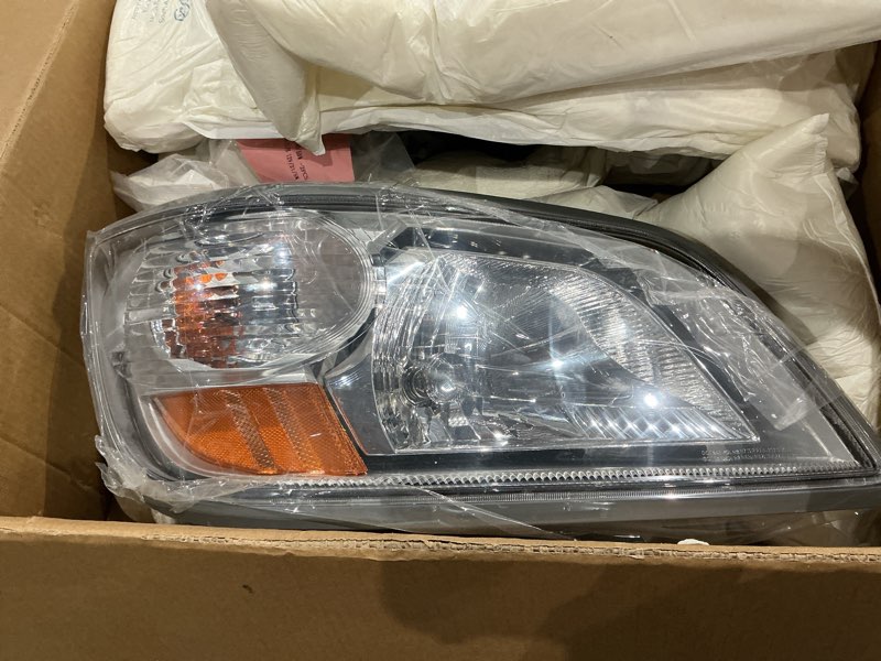 Condition photo showing As Is for headlight fit for 2011+ hino 238 258 268 338 truck left driver and right passenger side pair gray housing headlamp (silver painted) halogen pair