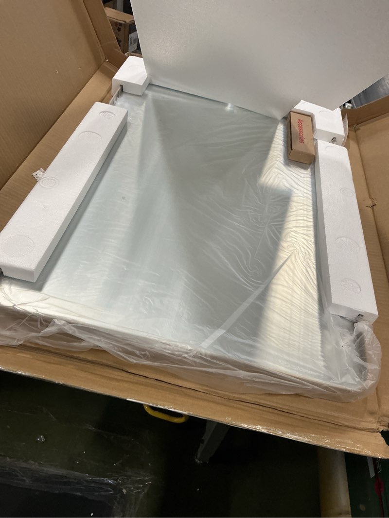 Condition photo showing New/Like New for LOAAO 30”X36” Gold Bathroom Mirror, Rounded Rectangle Gold Frame Mirror, Brushed Gold Bathroom Vanity