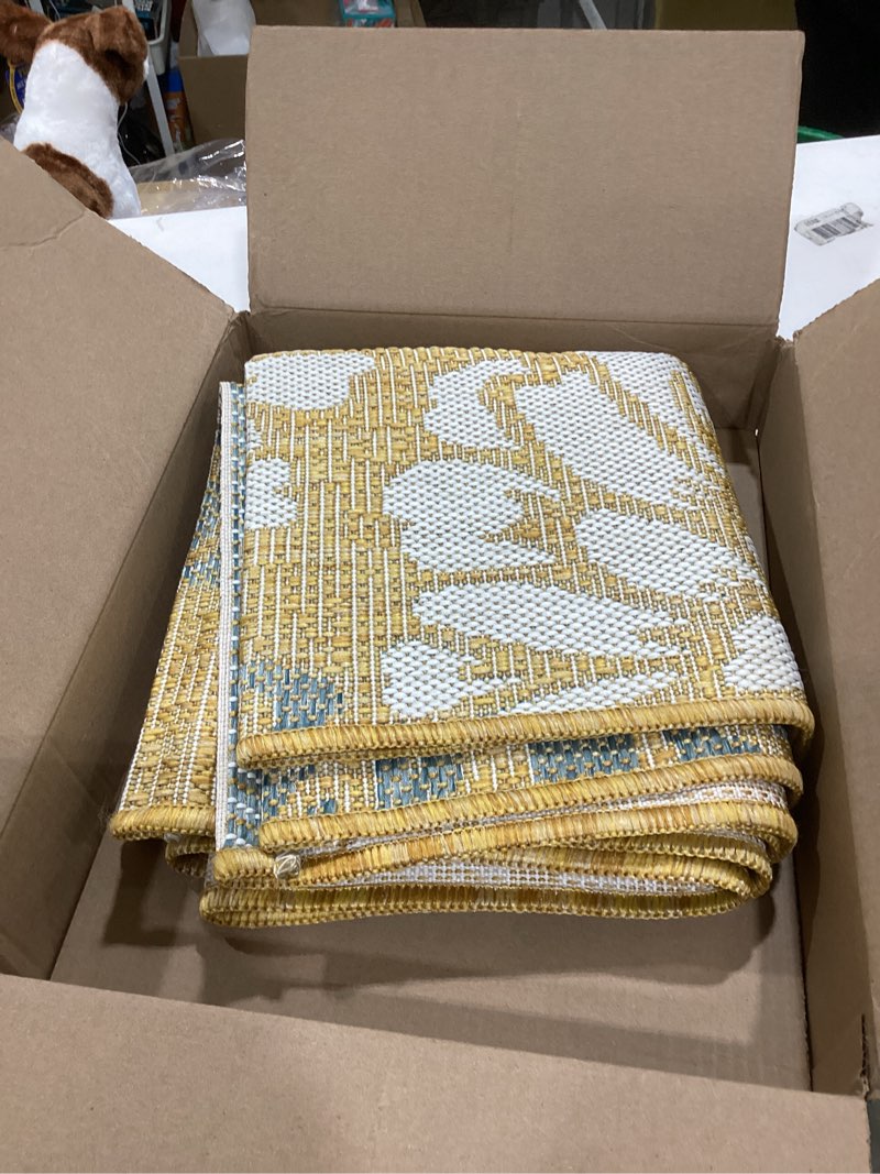 jonathan y floral textured weave indoor outdoor runner rug 2x8 yellow/cream, zinnia modern for backy