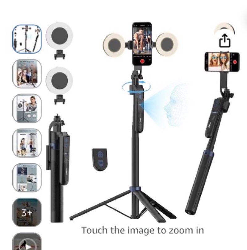 uskeyvision auto face tracking tripod 360 rotation,phone tripod for iphone w/fill light,selfie stick for iphone w/remote control,70” phone holder video recording for content creators tiktok(utk-02)