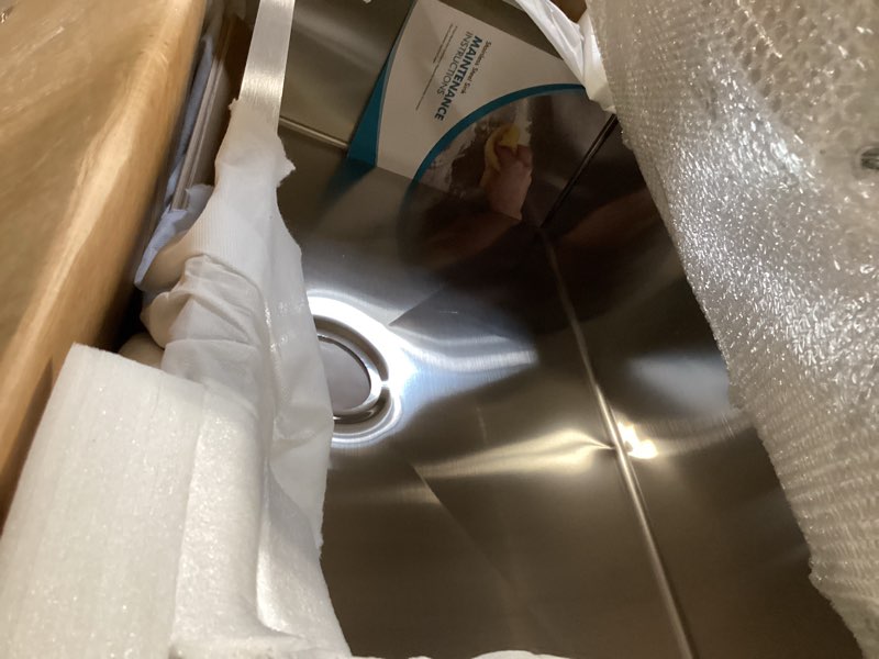 Condition photo showing Good Condition for sarlai 33 inch undermount kitchen sink - 33 x19 kitchen sink undermount single bowl stainless steel 16 gauge under counter sink with accessories round corners stainless steel 33"x19"x10"