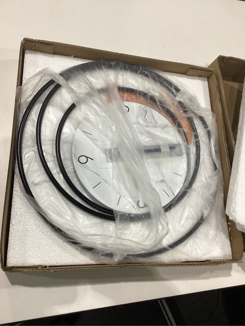 Condition photo showing Good Condition for Decorative Wall Clock,Silent Non-Ticking Quality Quartz Movement Battery Operated,Large Wall Clocks for Living Room Kitchen Home Bathroom Bedroom Wall Decor,16x16inch,White 230-white