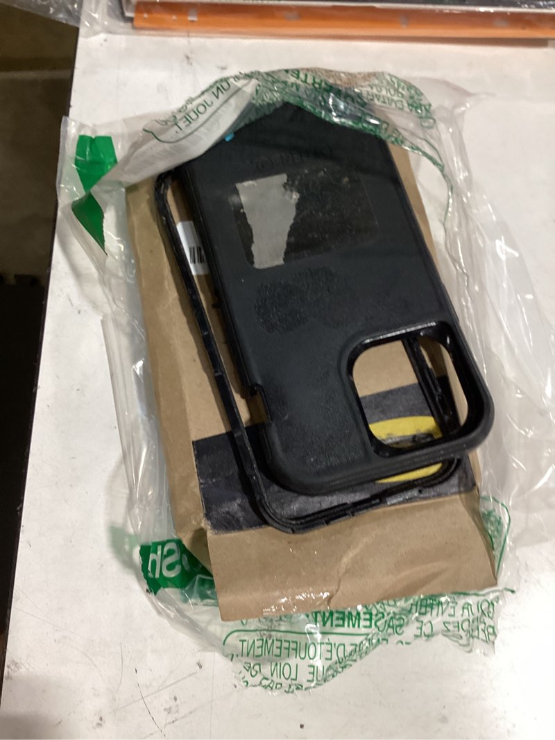 Condition photo showing As Is for otterbox iphone 13 pro max & iphone 12 pro max defender series case - black, rugged & durable, with port protection, includes holster clip kickstand