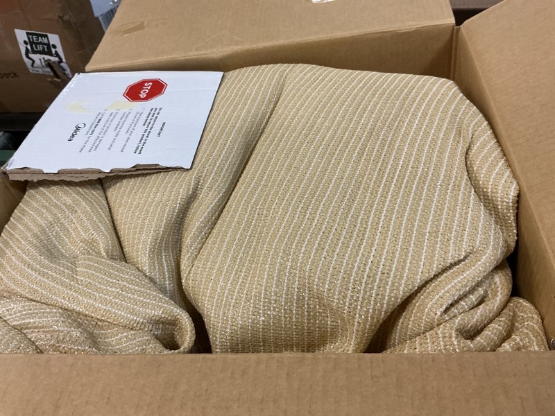 Condition photo showing As Is for TANG 8' x 40' Privacy Fence Screen Beige Shade Cloth with Grommets, Chain Link Fence Panels Outdoor 